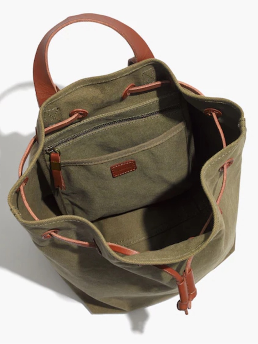 Madewell Somerset Cotton Canvas Leather Strap Drawstring Backpack - Picture 15 of 15